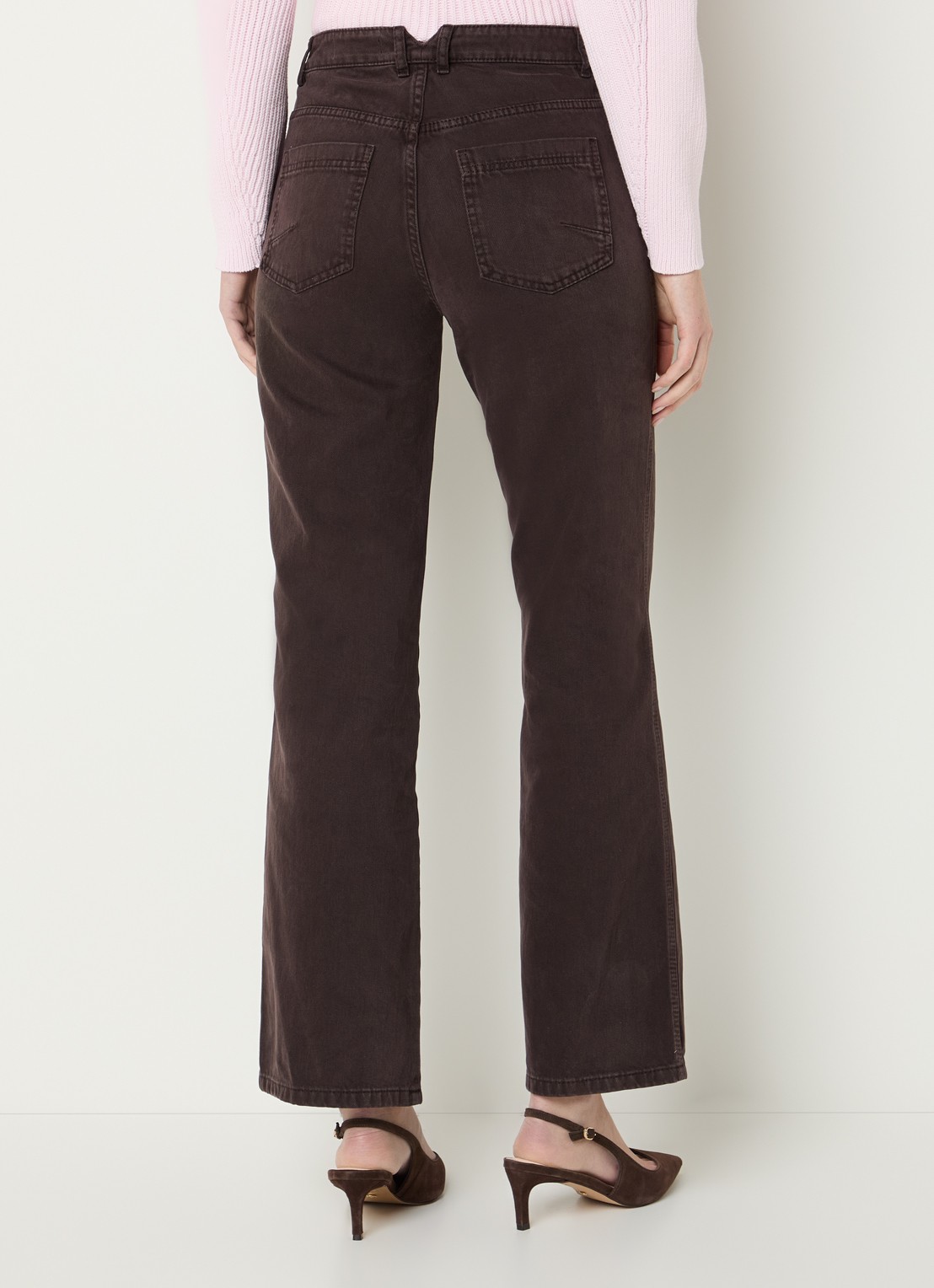 Max & Co Zinia high waist straight leg jeans met gekleurde wassing - achterkant 5 donkerbruin
