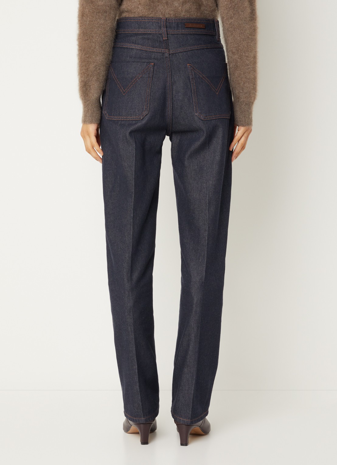 Max Mara Abbono high waist slim fit jeans met donkere wassing - achterkant 5 indigo