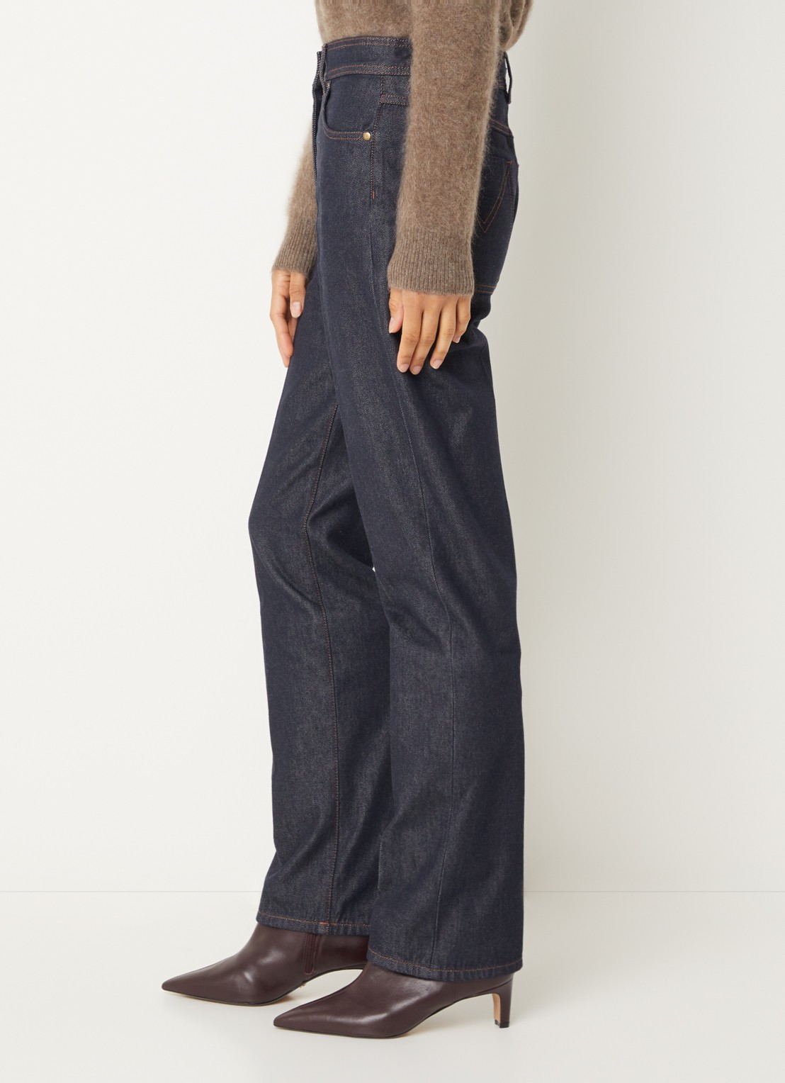 Max Mara Abbono high waist slim fit jeans met donkere wassing - detail 2 indigo