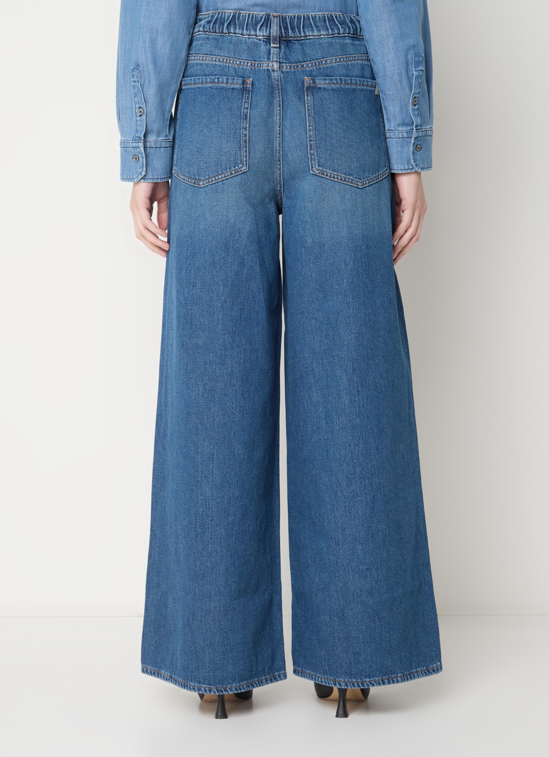 Max Mara Abitata high waist wide leg jeans met medium wassing - achterkant indigo