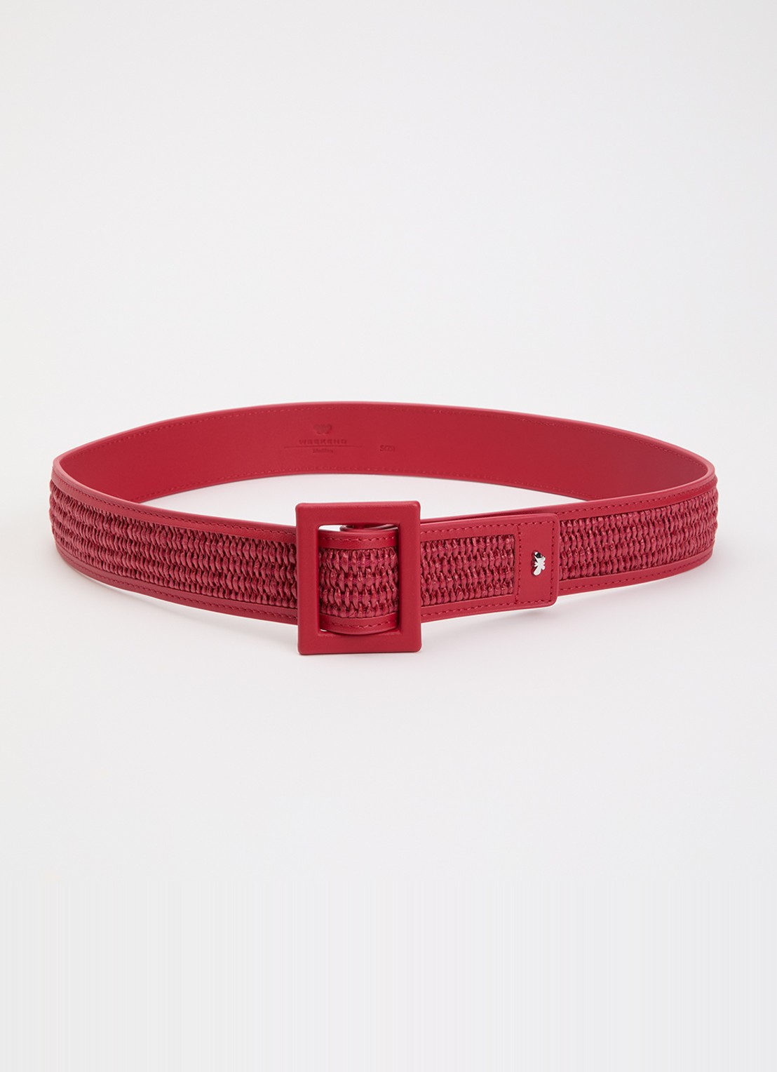 Max Mara Abocca riem met structuur - voorkant cranberryrood