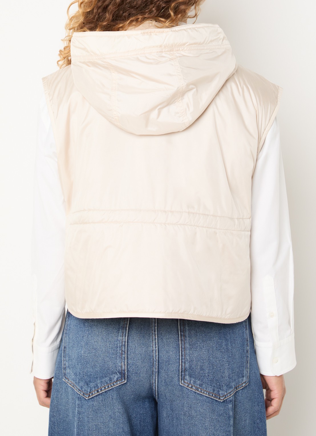 Max Mara Accenni bodywarmer met steekzakken en capuchon - achterkant creme