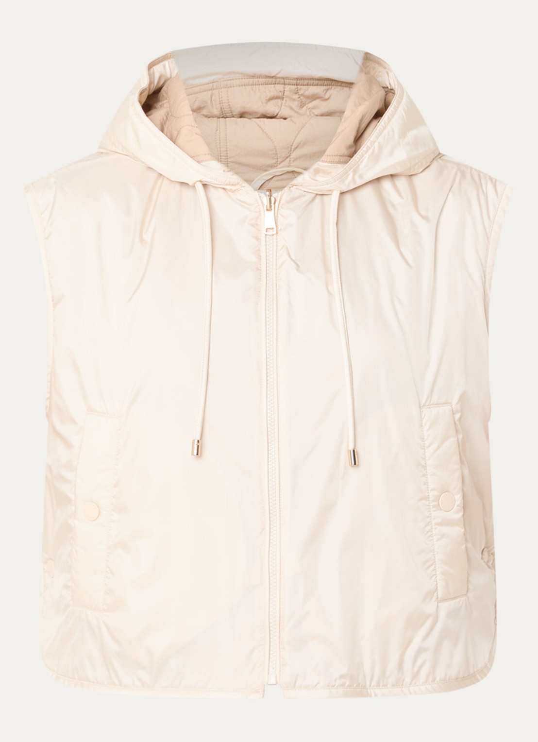 Max Mara Accenni bodywarmer met steekzakken en capuchon - voorkant 3 creme