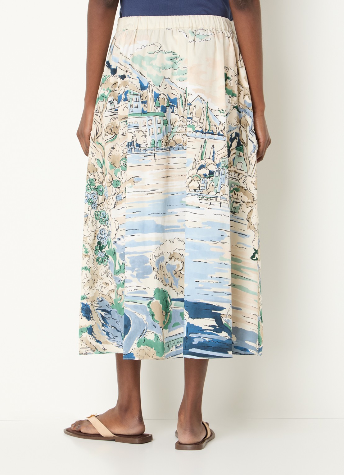 Max Mara Adepto midi plooirok met print - achterkant 3 lichtblauw