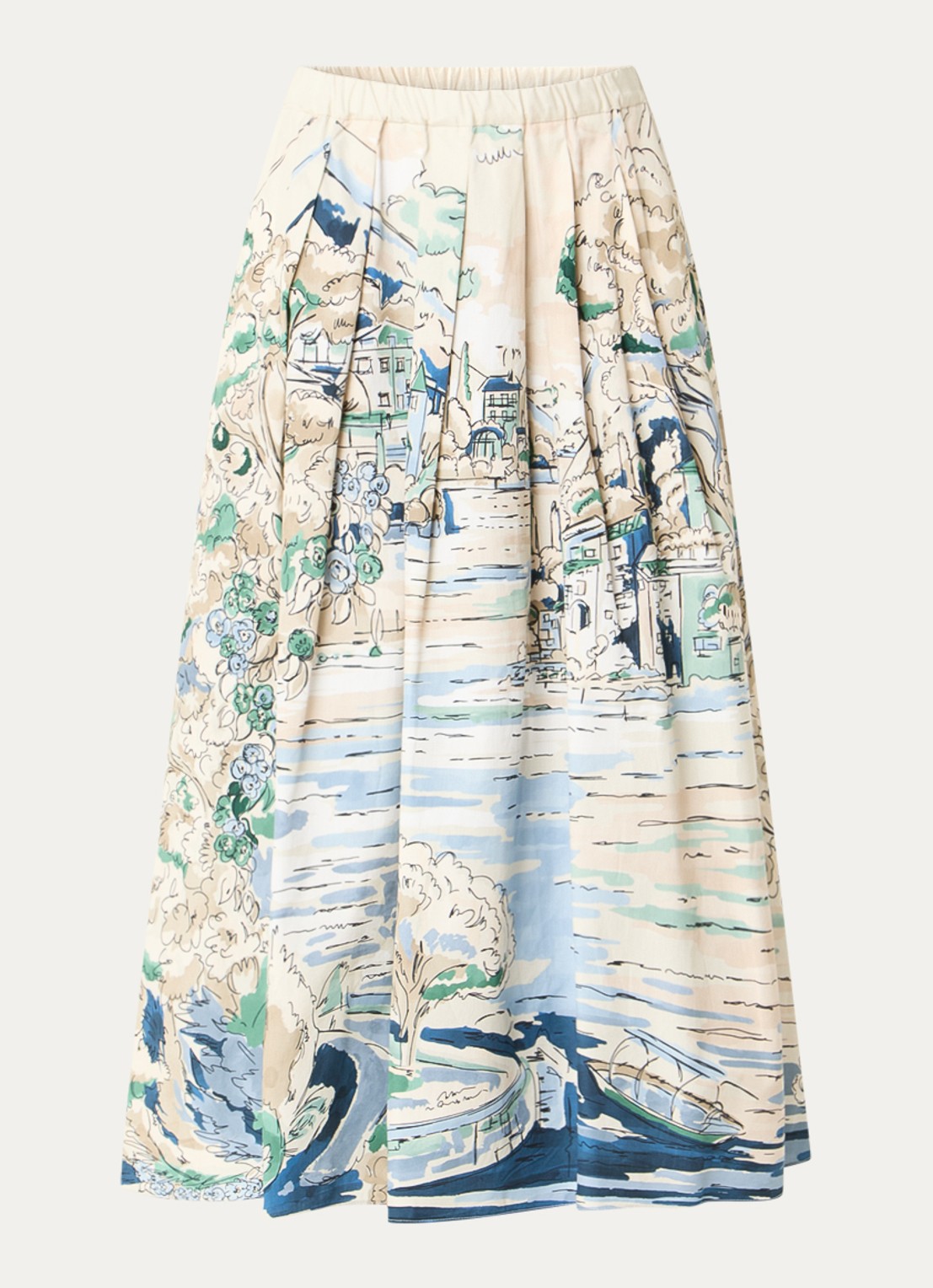 Max Mara Adepto midi plooirok met print - voorkant lichtblauw