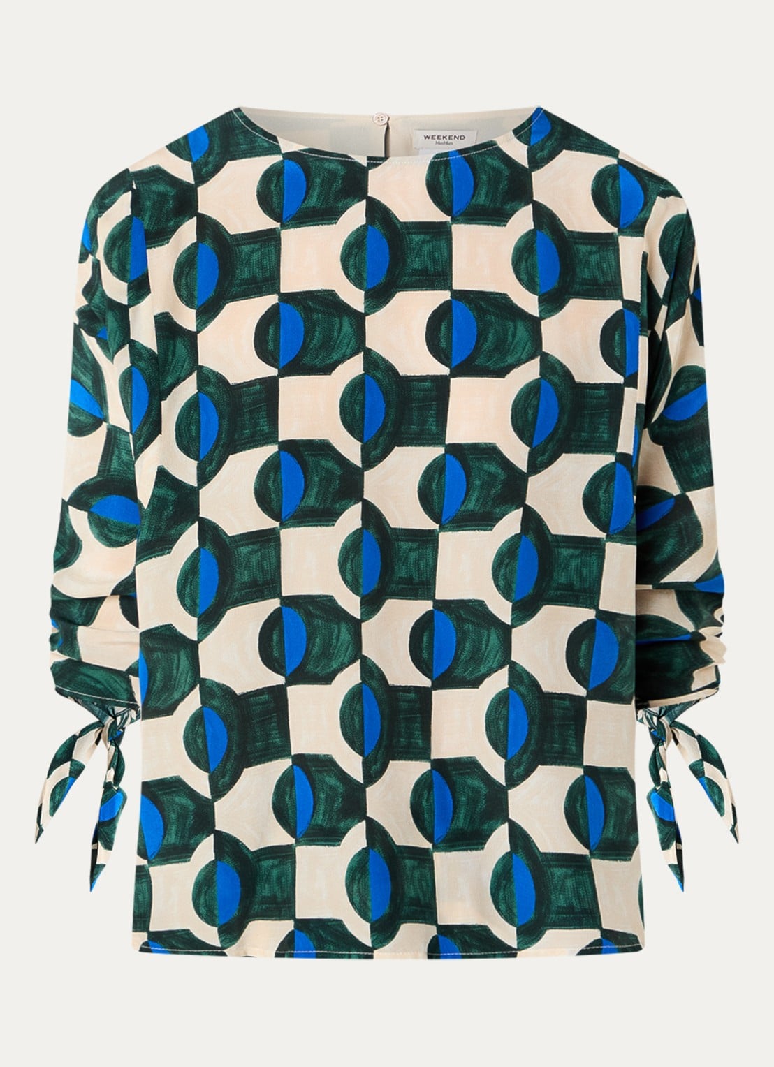 Max Mara Adone tuniek van zijde met print - voorkant 3 donkergroen
