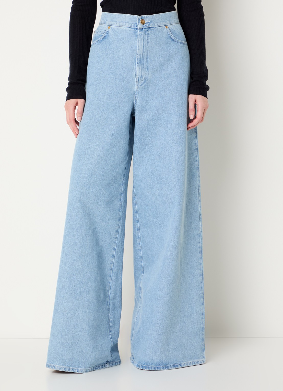 Max Mara Affari high waist wide leg jeans met lichte wassing - detail indigo