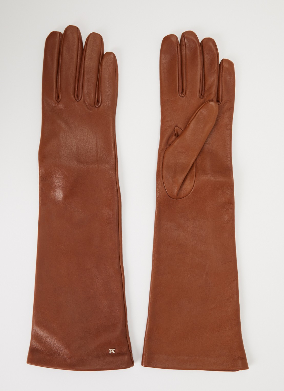 Max Mara Afidee handschoenen van lamsleer - voorkant oranjebruin