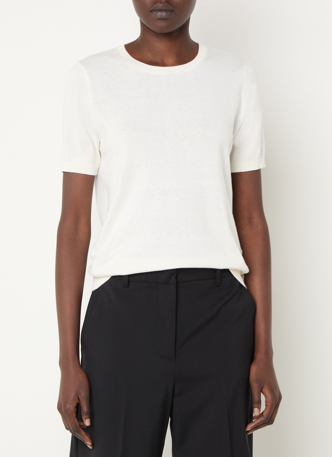 Max Mara Agro T-shirt in zijdeblend - detail gebroken wit
