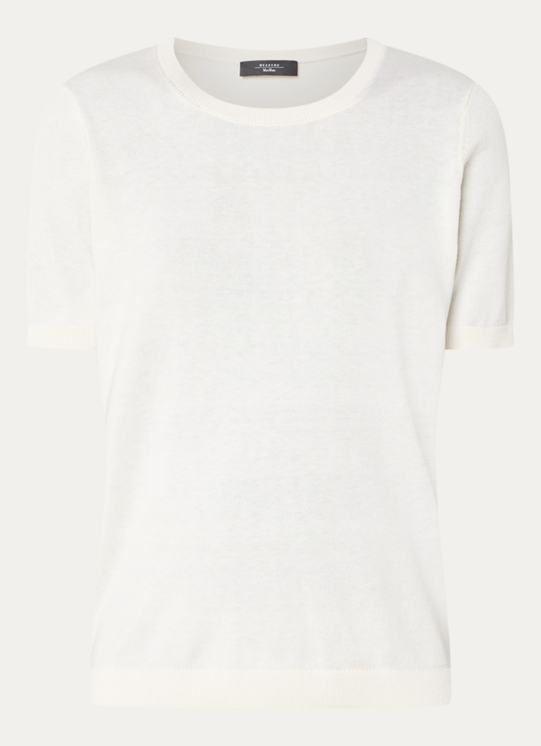 Max Mara Agro T-shirt in zijdeblend - voorkant 2 gebroken wit