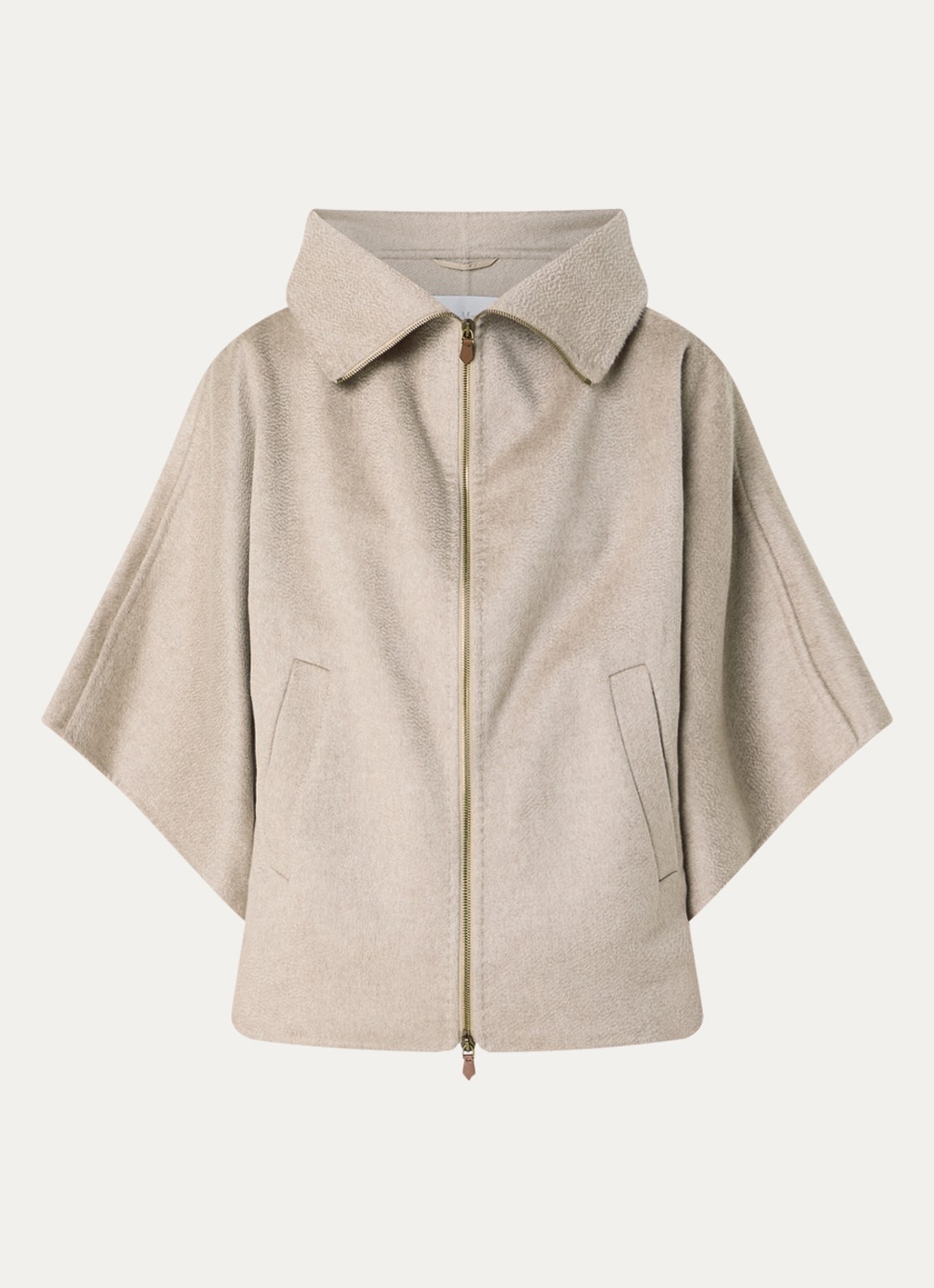 Max Mara Ala mantel van kasjmier met steekzakken - voorkant 3 beige