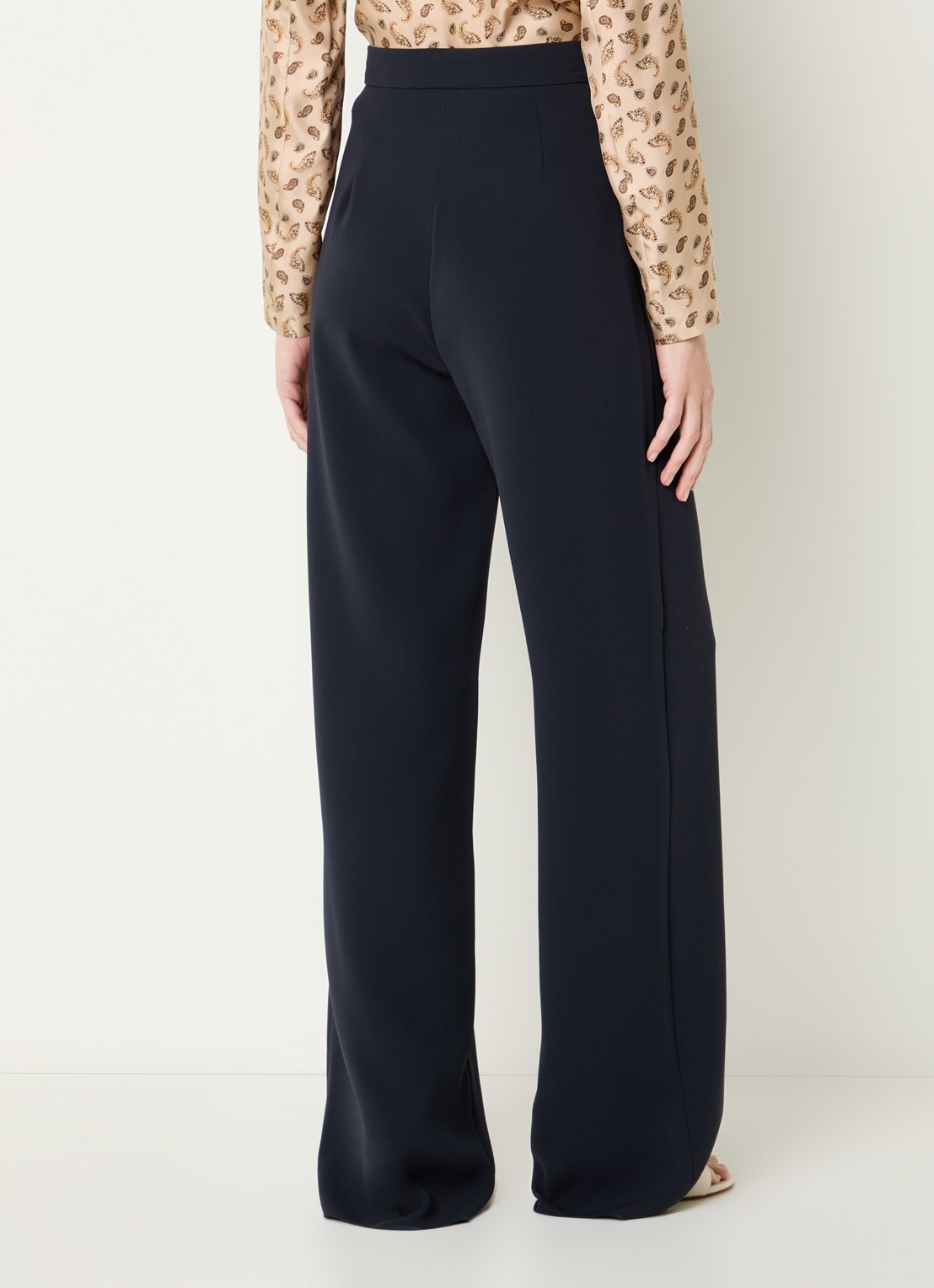 Max Mara Alaggio high waist loose fit pantalon - achterkant 2 donkerblauw