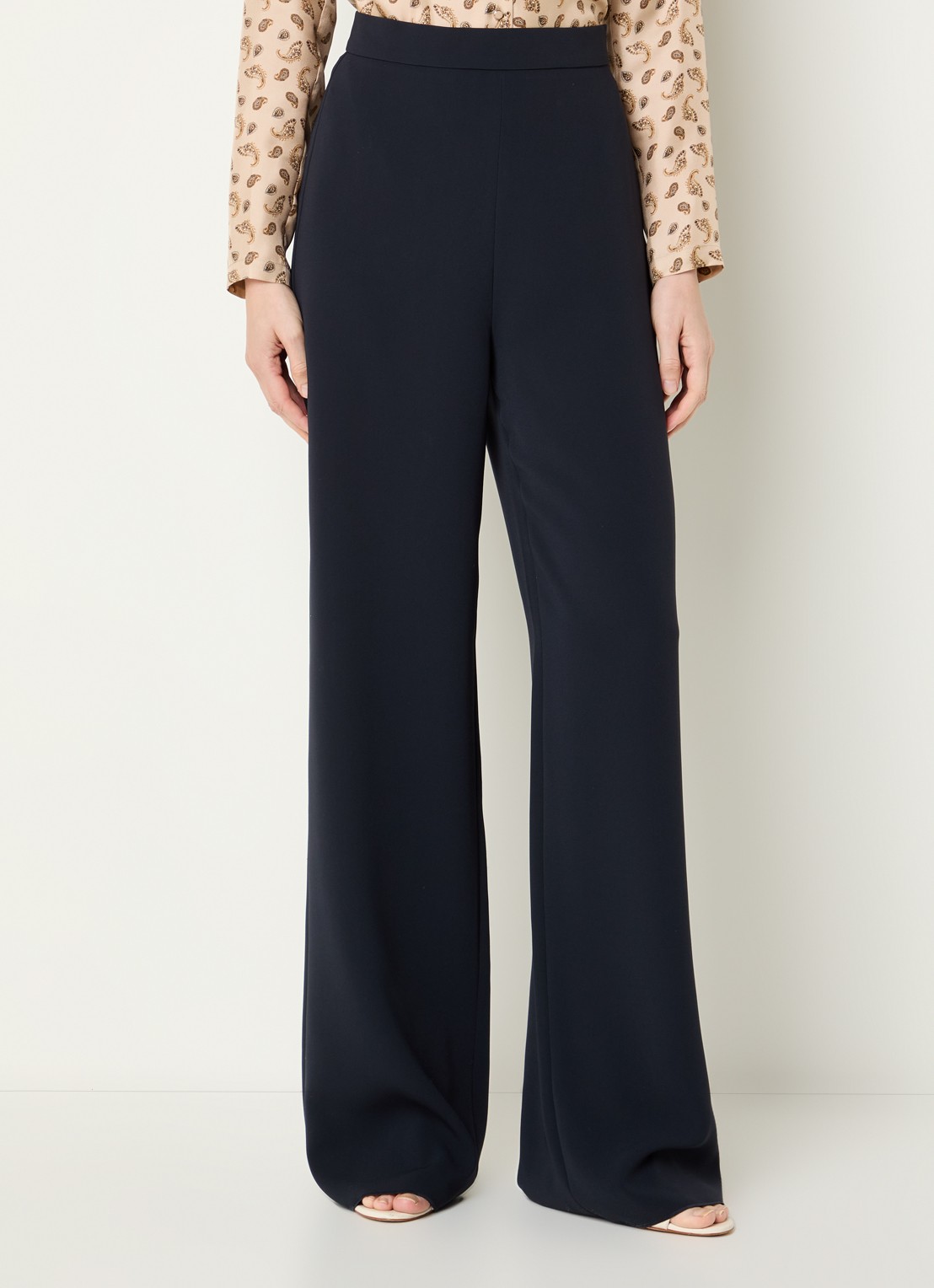 Max Mara Alaggio high waist loose fit pantalon - detail donkerblauw