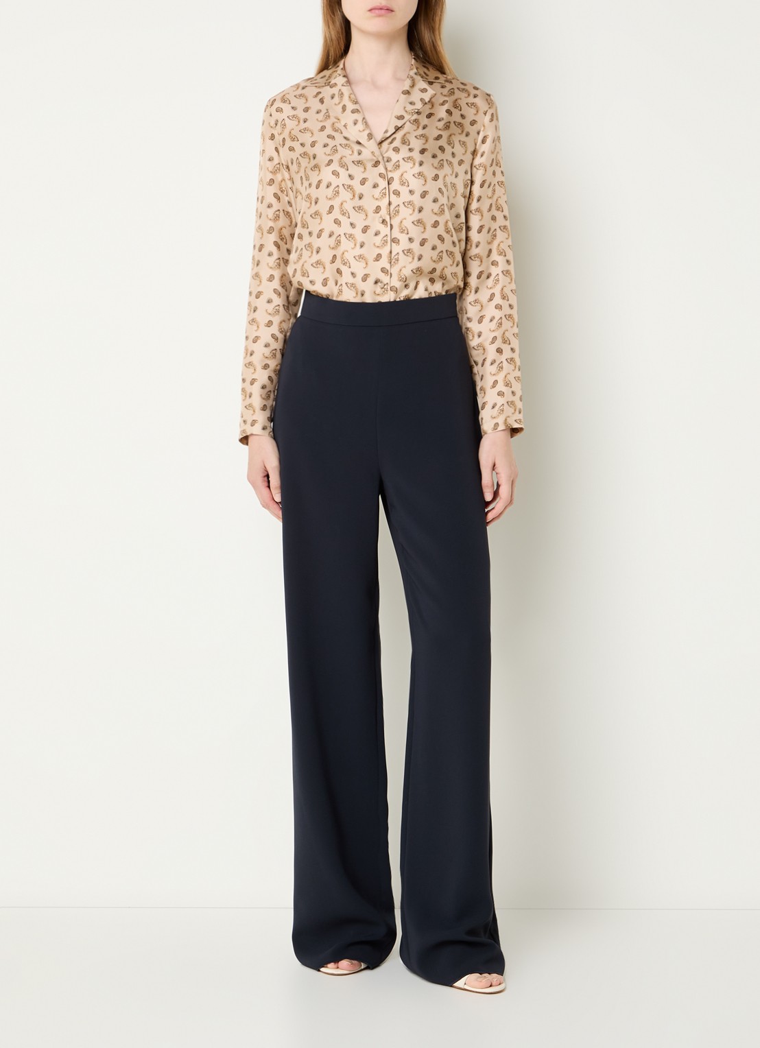 Max Mara Alaggio high waist loose fit pantalon - voorkant 4 donkerblauw