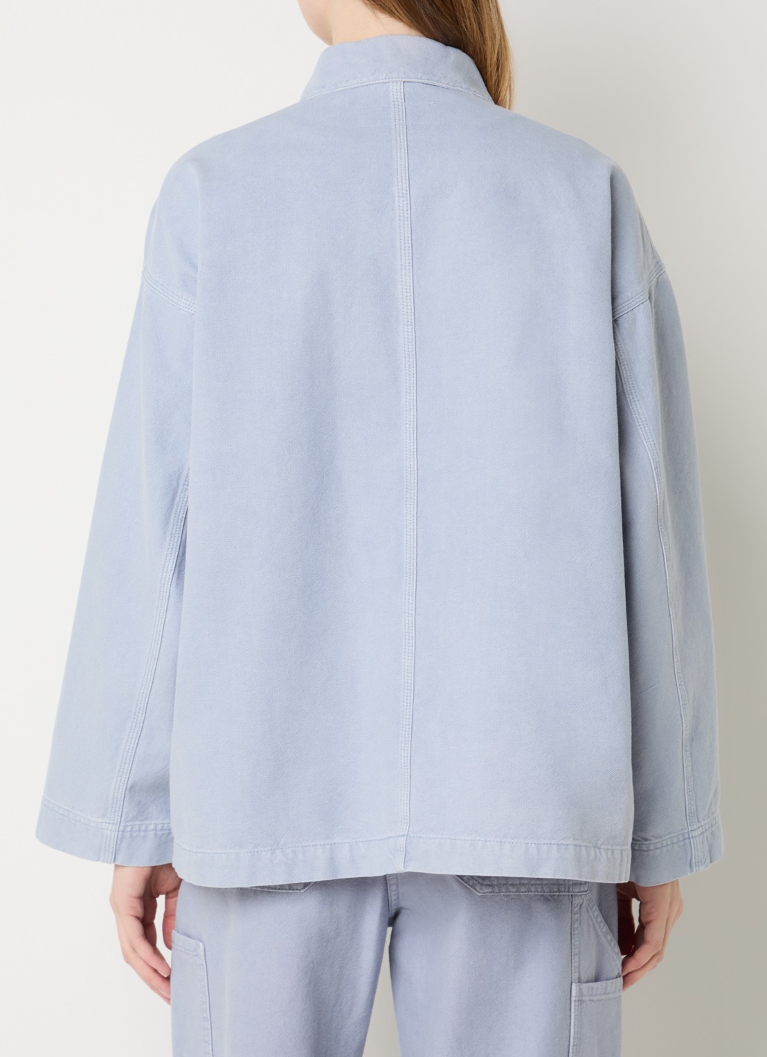 Max Mara Album jack van canvas met opgestikte zakken - achterkant lichtblauw