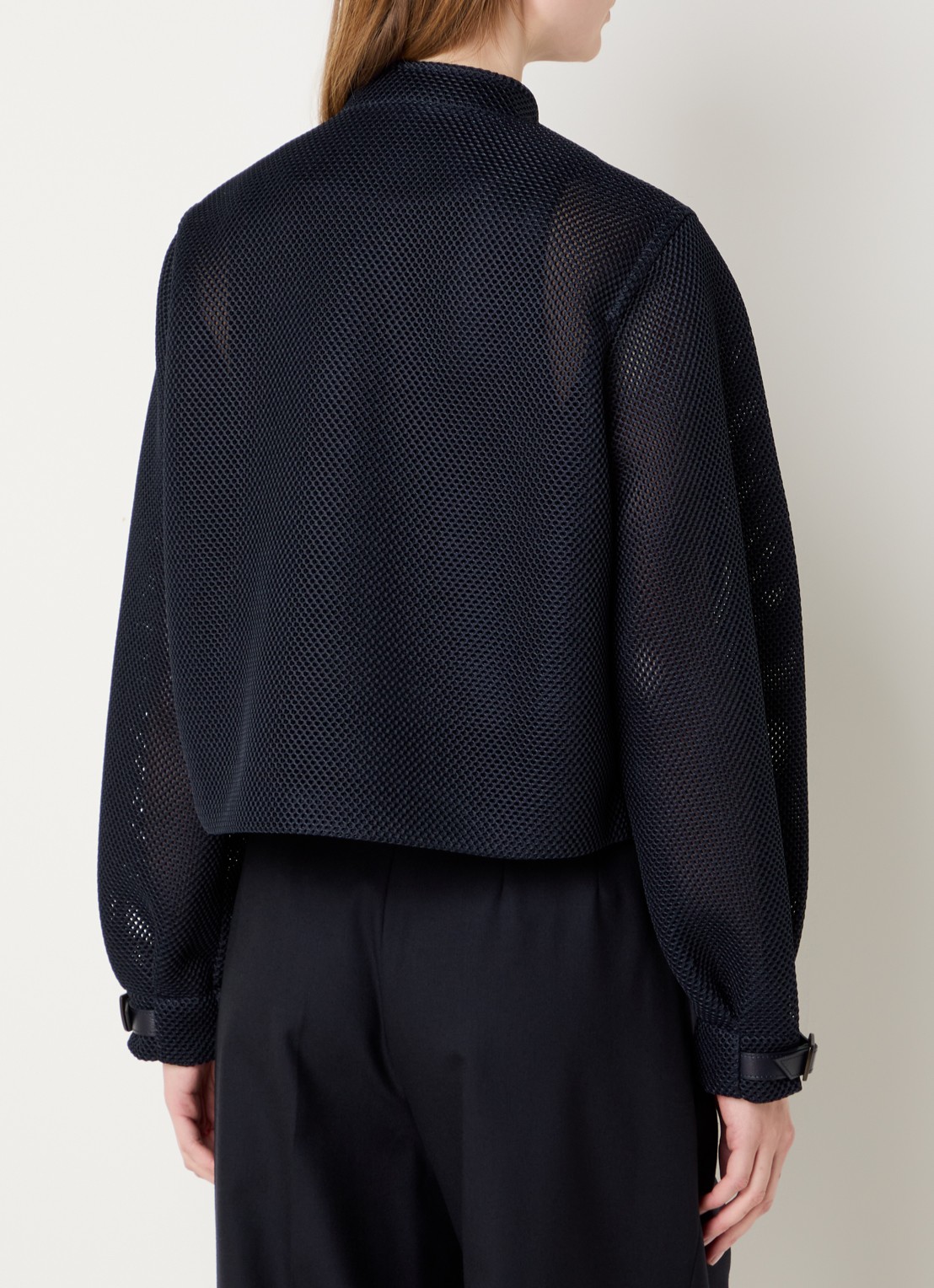 Max Mara Alcamo jack van mesh met steekzakken - achterkant 4 donkerblauw