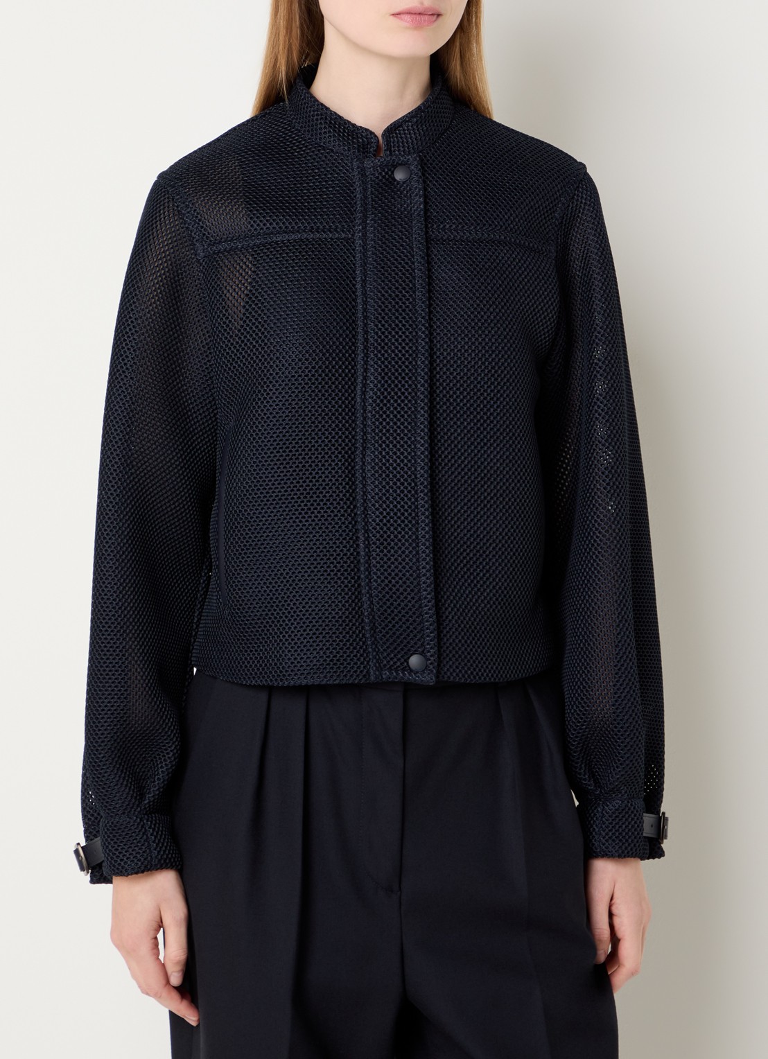 Max Mara Alcamo jack van mesh met steekzakken - detail 3 donkerblauw