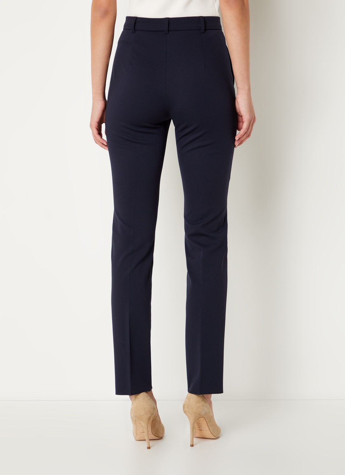 Max Mara Ananas high waist slim fit pantalon met steekzakken - achterkant 4 donkerblauw