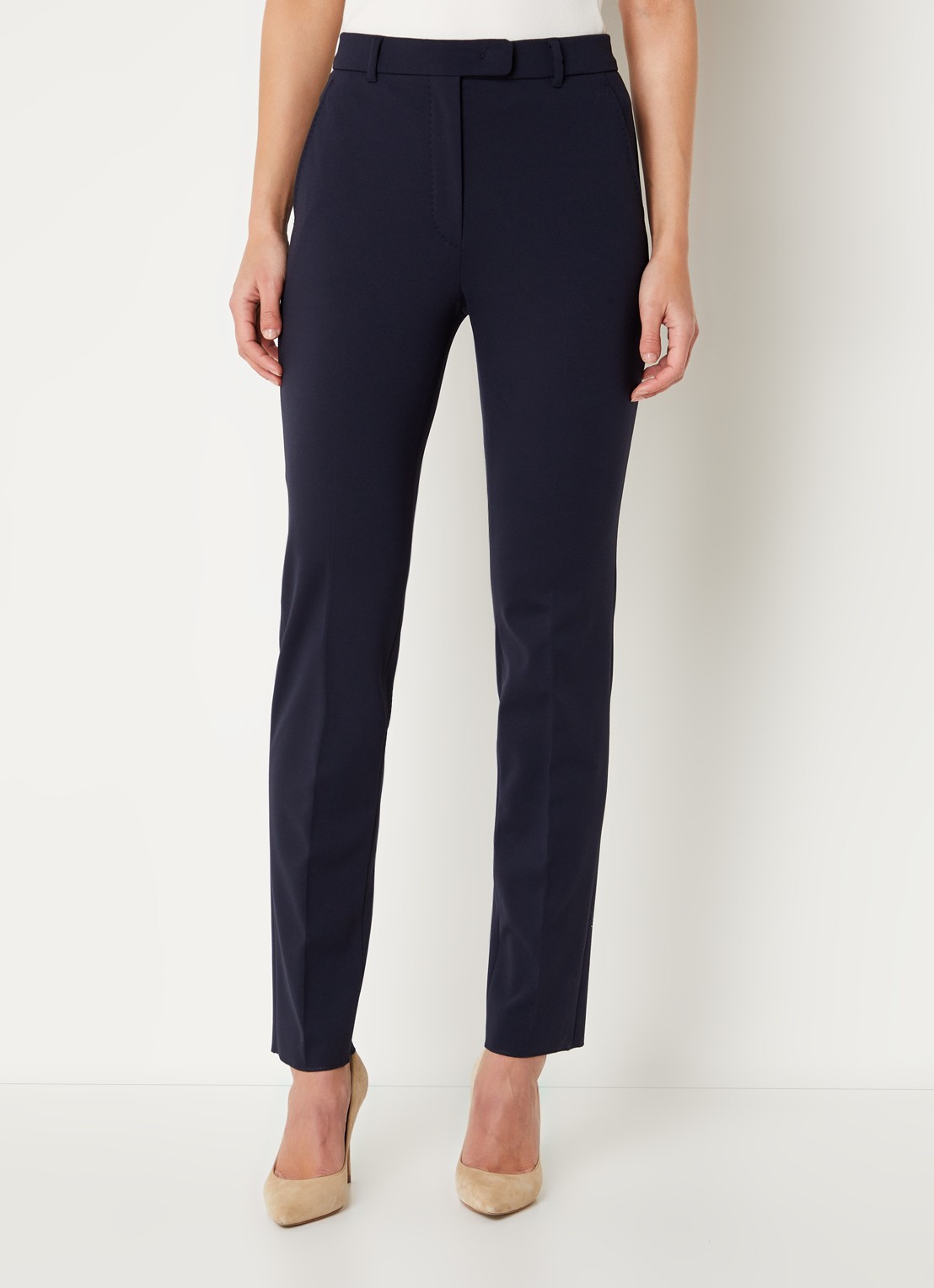 Max Mara Ananas high waist slim fit pantalon met steekzakken - detail donkerblauw