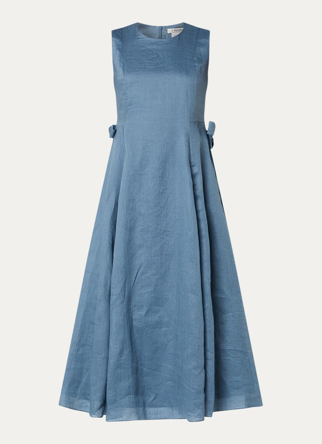Max Mara Aquile midi jurk met strikdetail  - voorkant 2 staalblauw