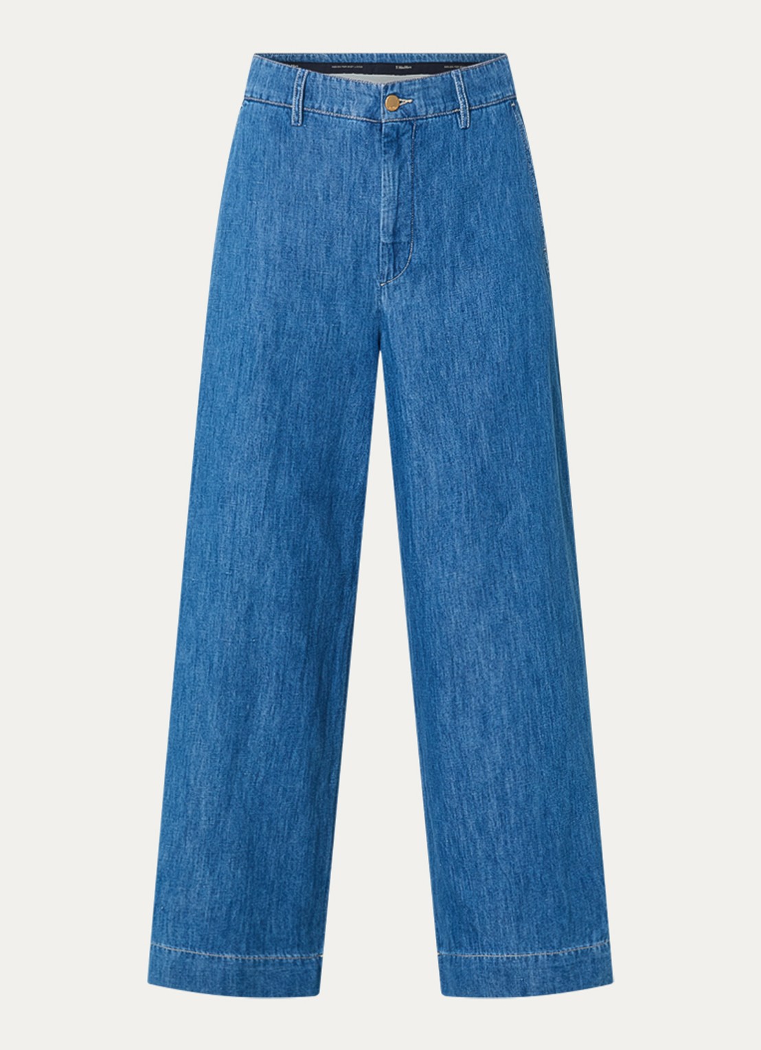Max Mara Astice high waist wide leg jeans in linnenblend - voorkant 3 indigo
