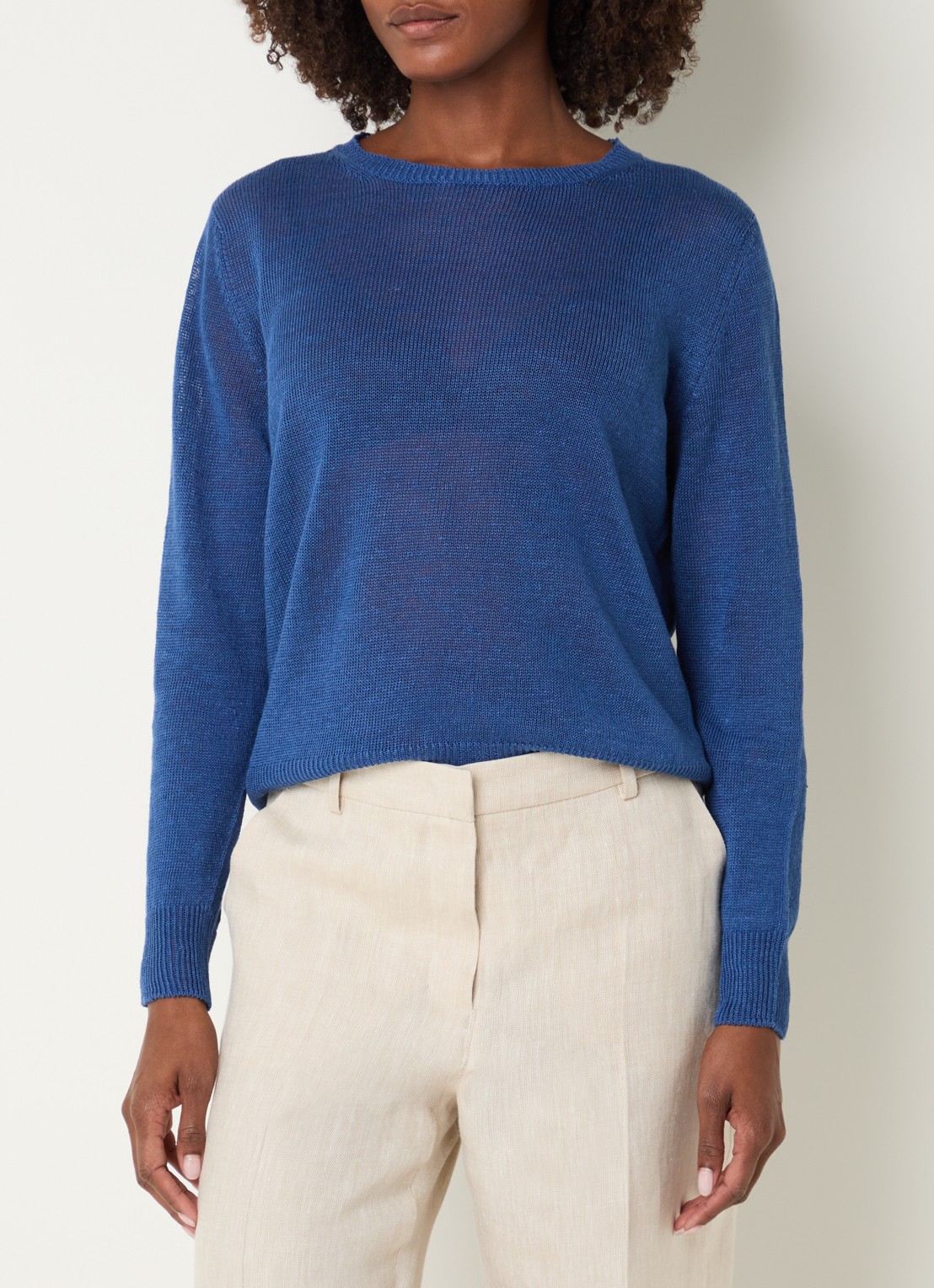 Max Mara Atzeco grofgebreide top van linnen - detail 4 blauw