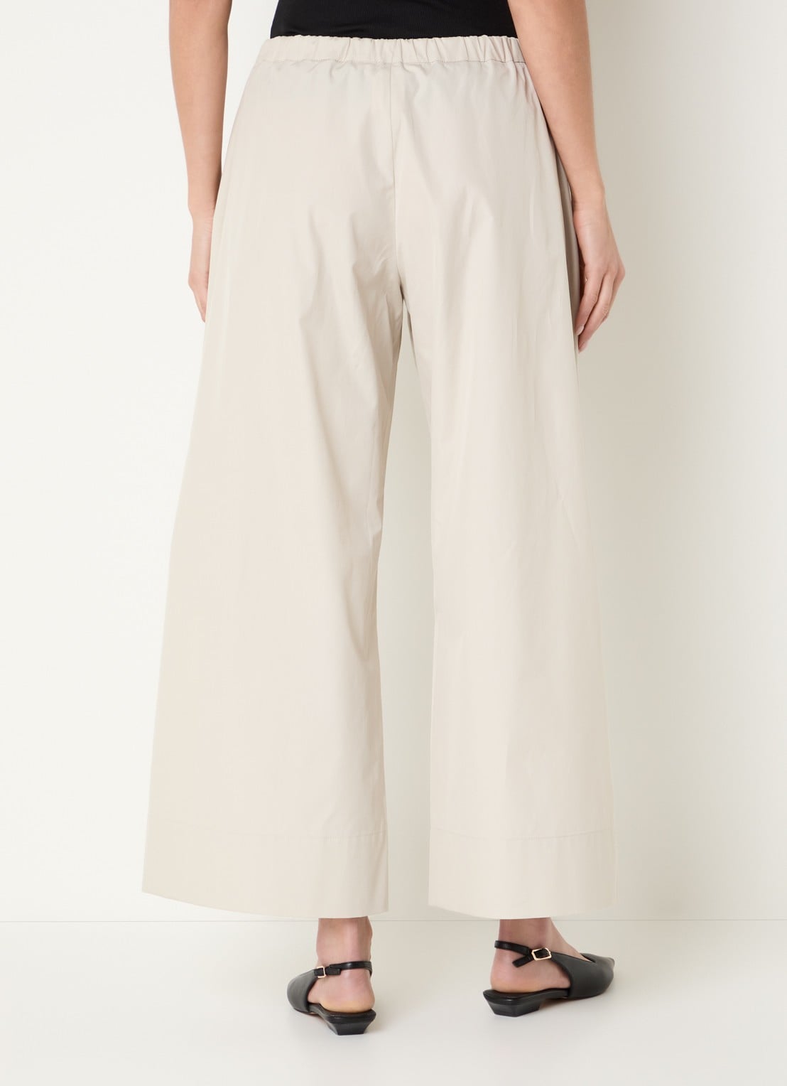 Max Mara Aureo high waist wide fit broek met strikceintuur - achterkant 4 beige