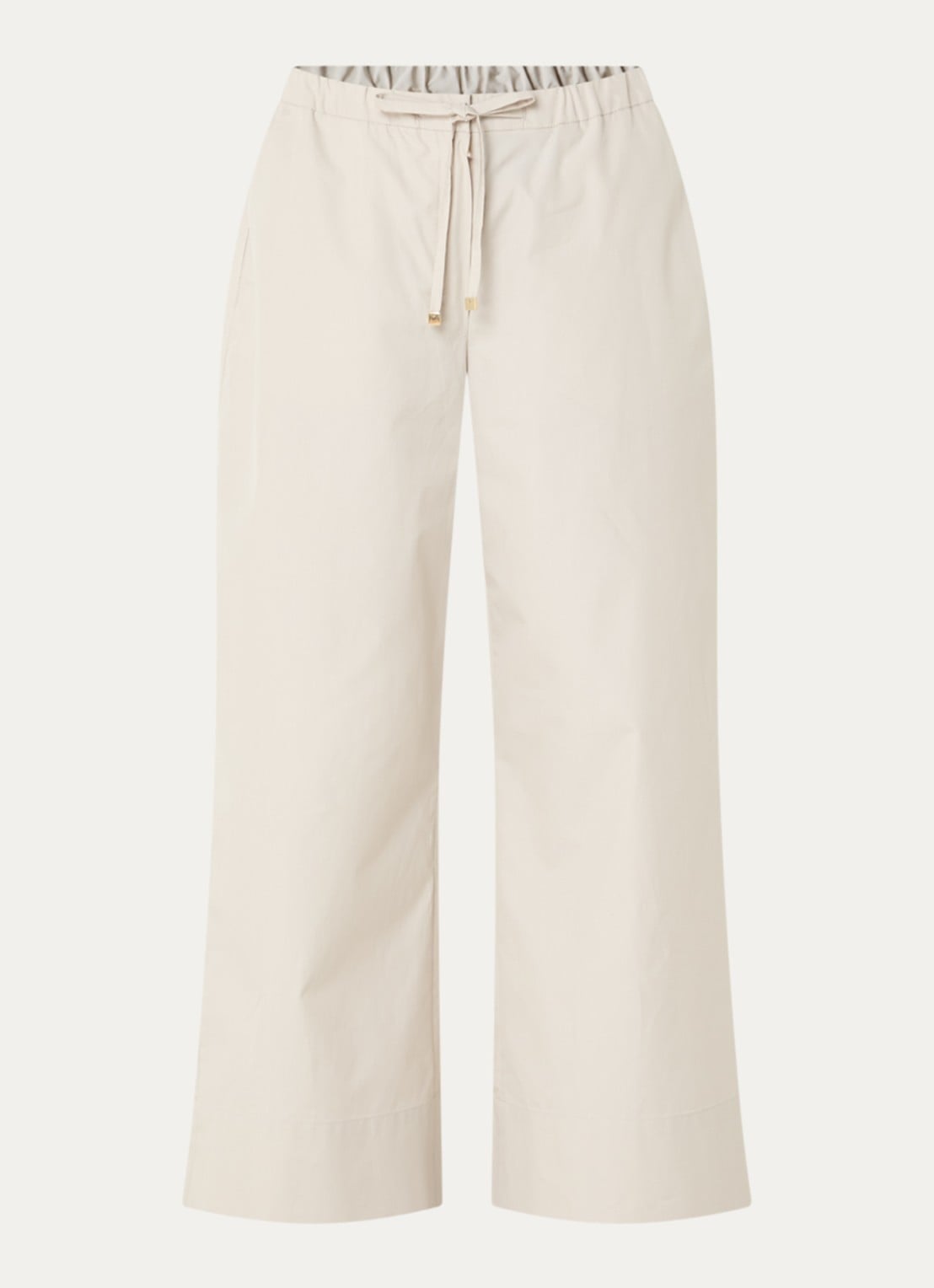 Max Mara Aureo high waist wide fit broek met strikceintuur - voorkant 2 beige