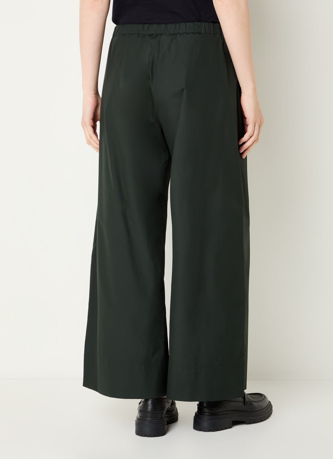 Max Mara Aureo high waist wide fit broek met strikceintuur - achterkant 4 donkergroen
