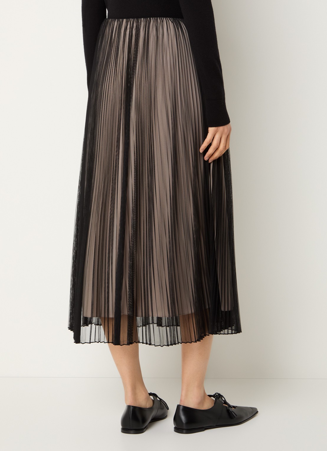 Max Mara Baby high waist midi rok met plissé - achterkant 2 zwart
