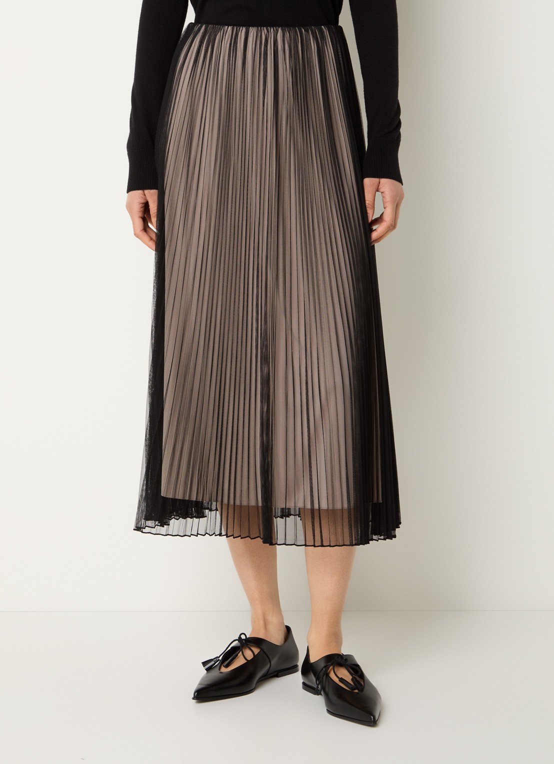 Max Mara Baby high waist midi rok met plissé - detail zwart