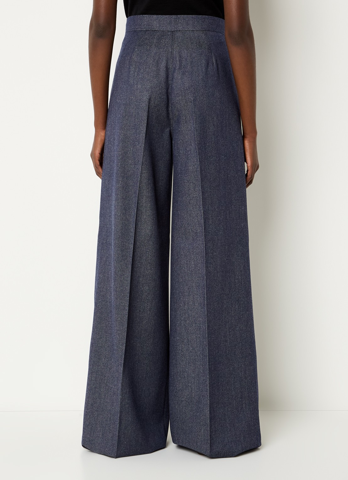 Max Mara Baden high waist wide fit pantalon van scheerwol met steekzakken - achterkant 4 donkerblauw