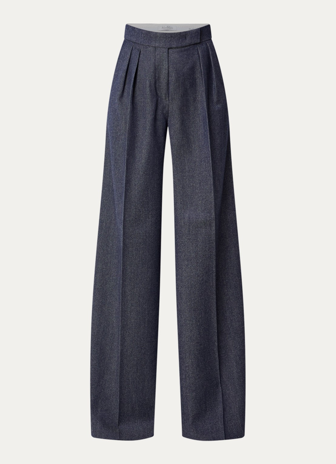 Max Mara Baden high waist wide fit pantalon van scheerwol met steekzakken - voorkant donkerblauw