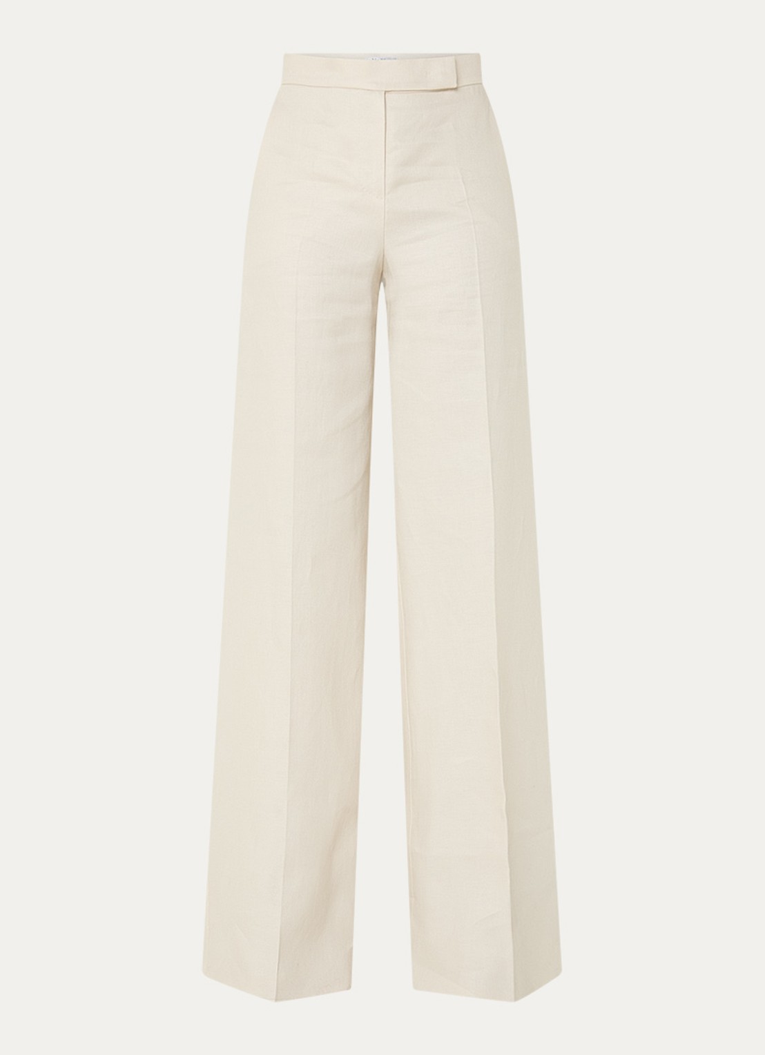 Max Mara Badesse high waist wide fit pantalon van linnen met steekzakken - voorkant 3 creme