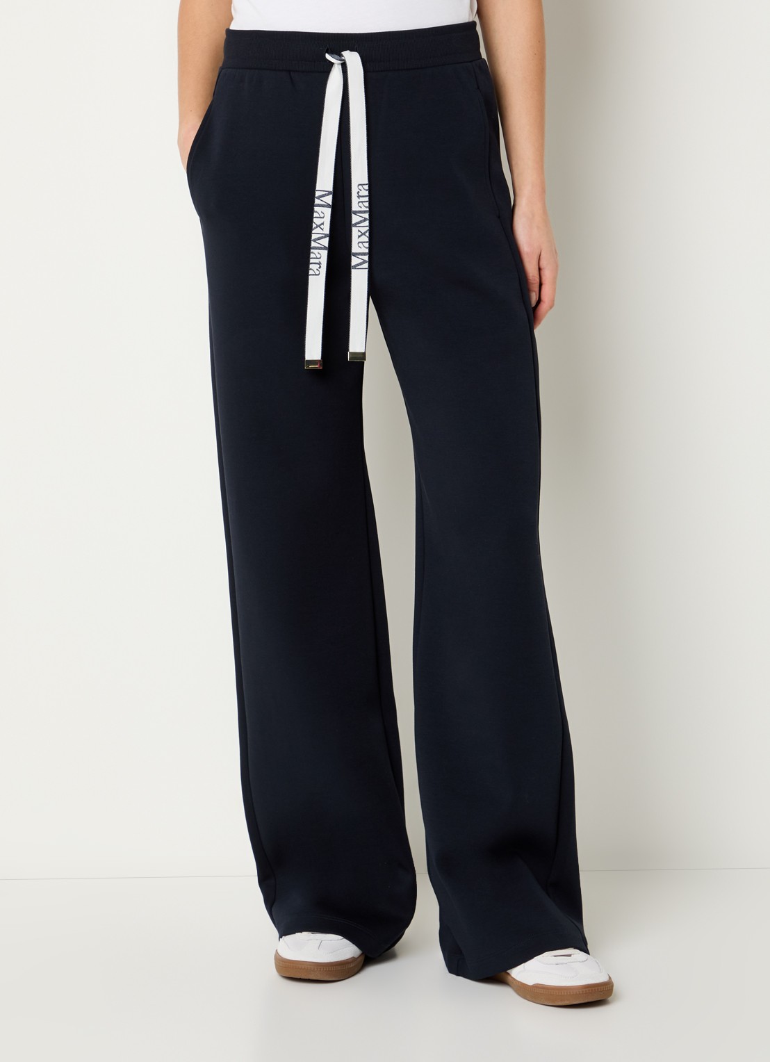 Max Mara Bali high waist straight fit broek met steekzakken - detail donkerblauw