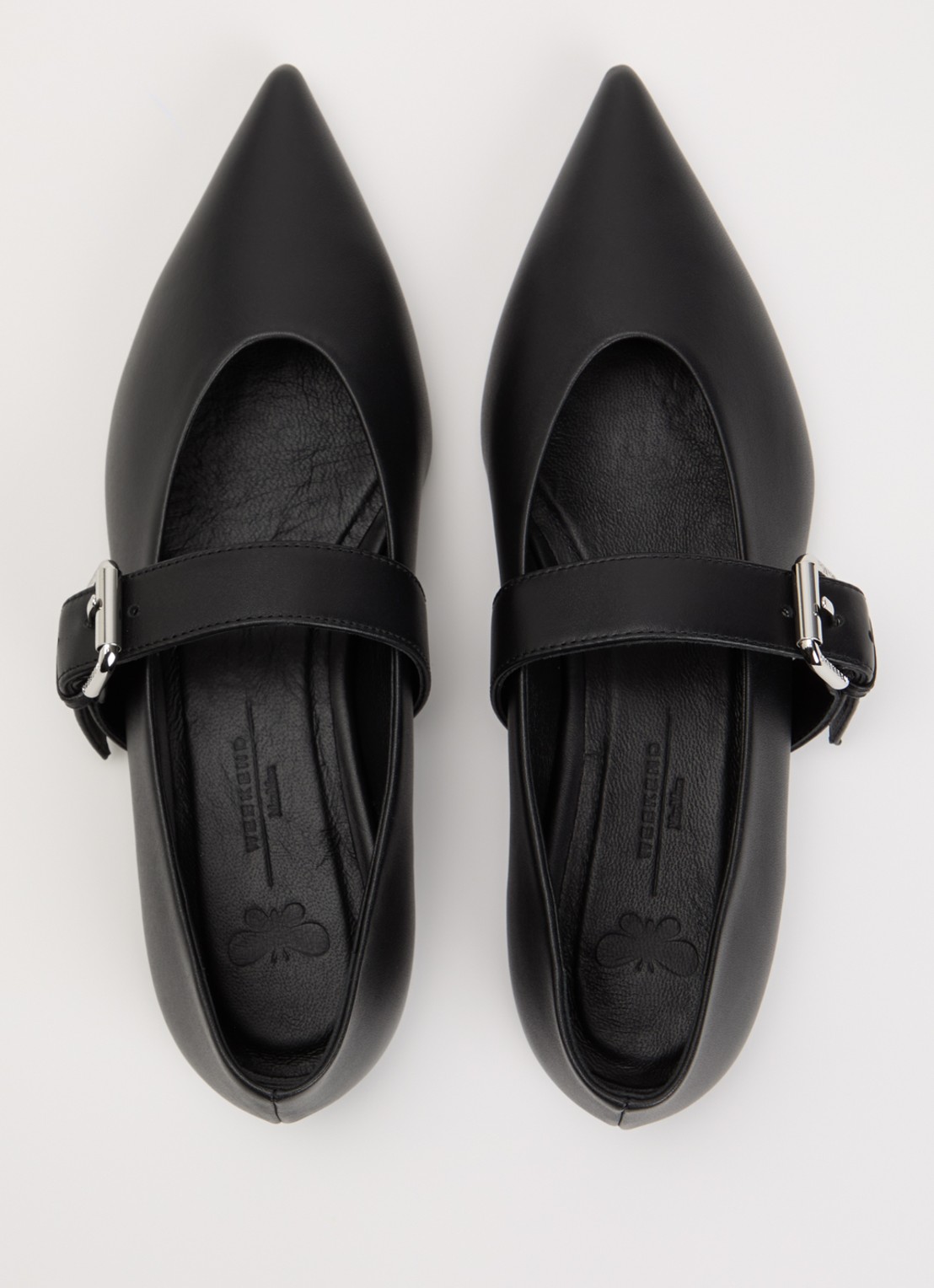 Max Mara Ballerina van kalfsleer met gespdetail - detail 4 zwart
