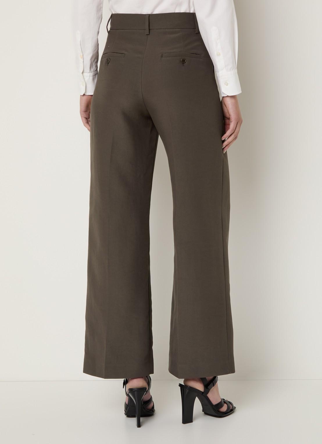 Max Mara Ballo high waist wide fit pantalon met steekzakken - achterkant 2 bruin