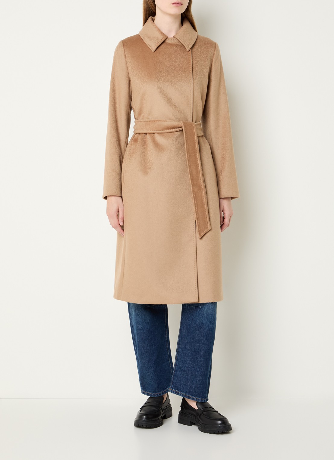Max Mara Bcollag mantel van scheerwol met strikceintuur - detail 2 camel