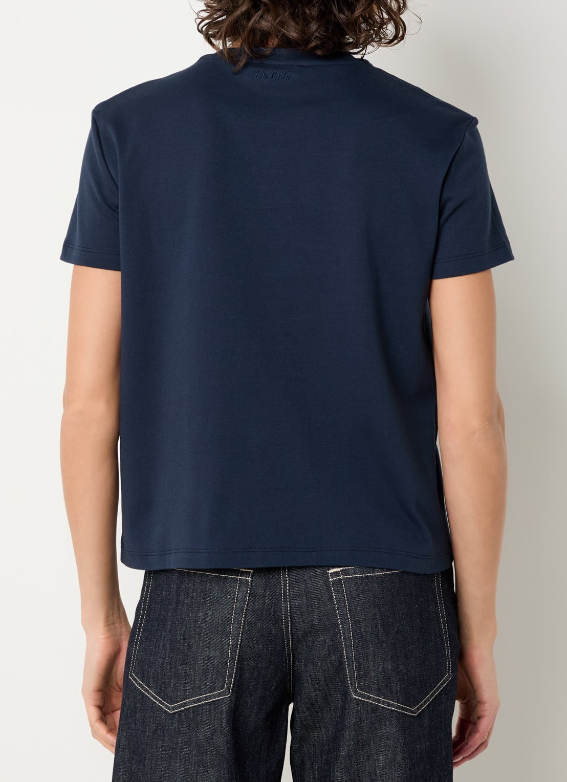 Max Mara Bella T-shirt met logoprint - achterkant 3 donkerblauw