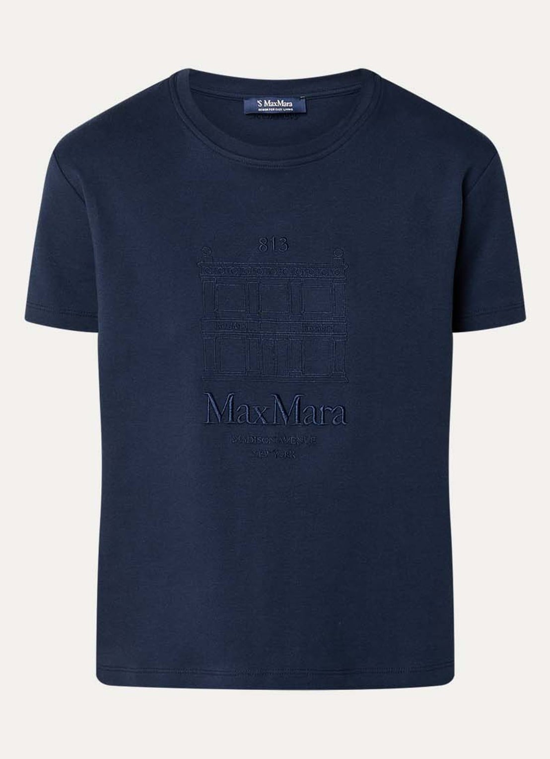 Max Mara Bella T-shirt met logoprint - voorkant donkerblauw