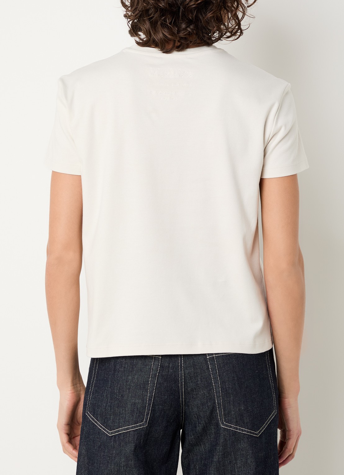 Max Mara Bella T-shirt met logoprint - achterkant 4 ivoor