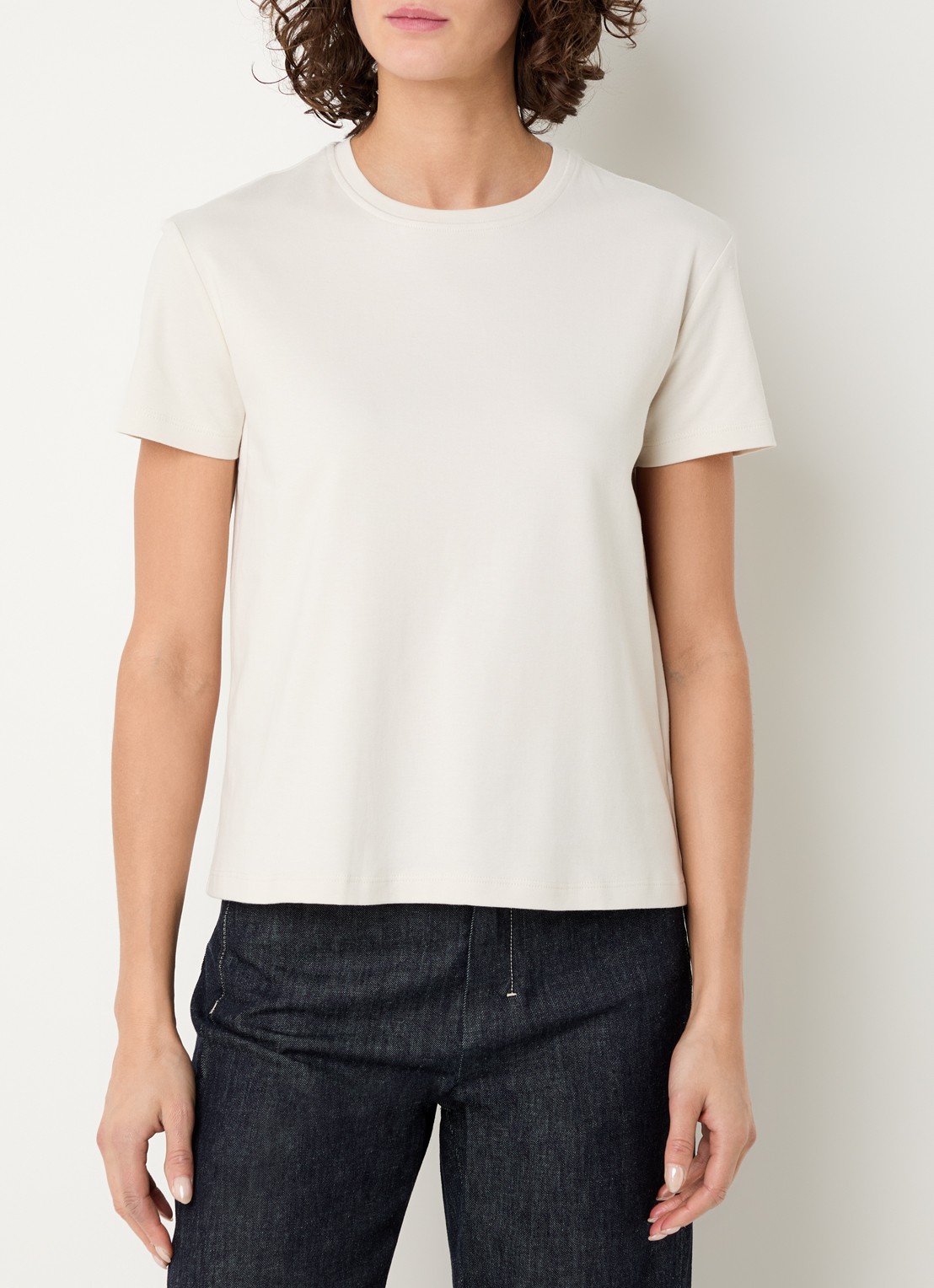 Max Mara Bella T-shirt met logoprint - detail ivoor
