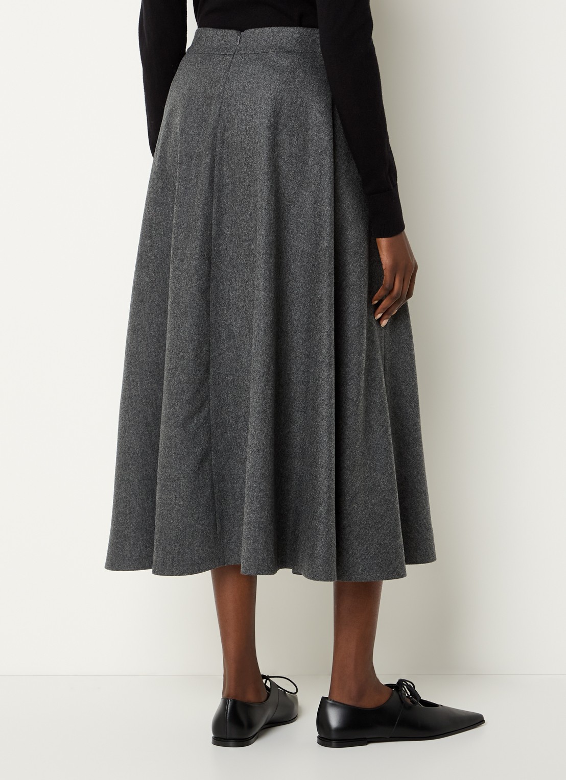 Max Mara Betulla midi rok van scheerwol met steekzakken - achterkant grijs