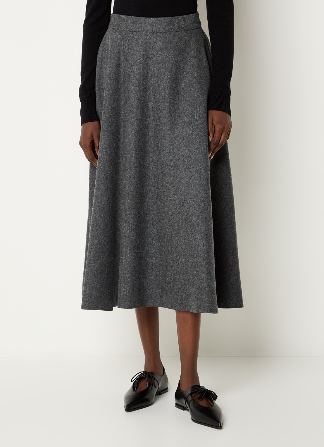 Max Mara Betulla midi rok van scheerwol met steekzakken - detail 2 grijs