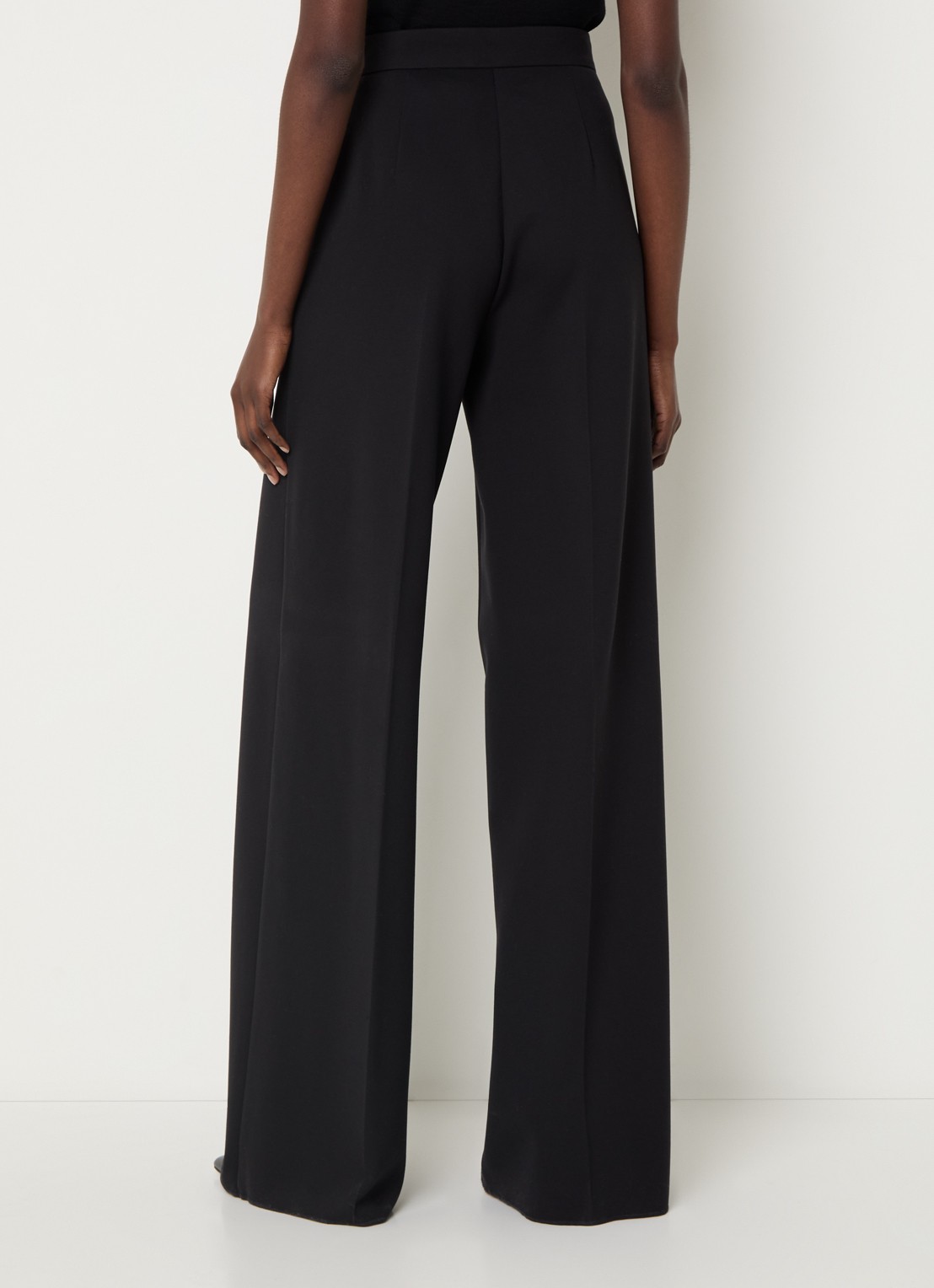 Max Mara Biada high waist wide fit pantalon met steekzakken - achterkant 4 zwart