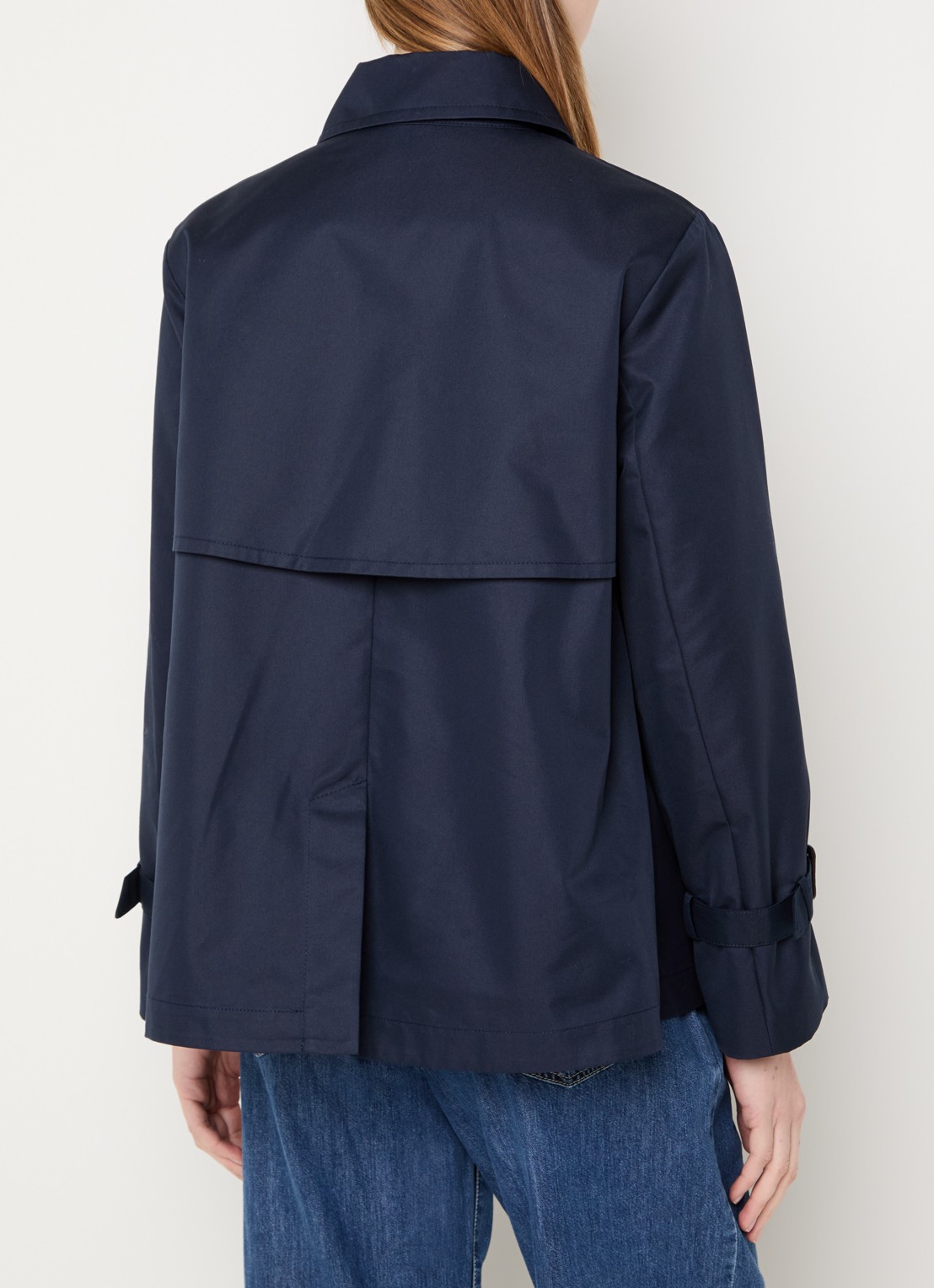 Max Mara Biglia double-breasted trenchcoat met split - achterkant donkerblauw