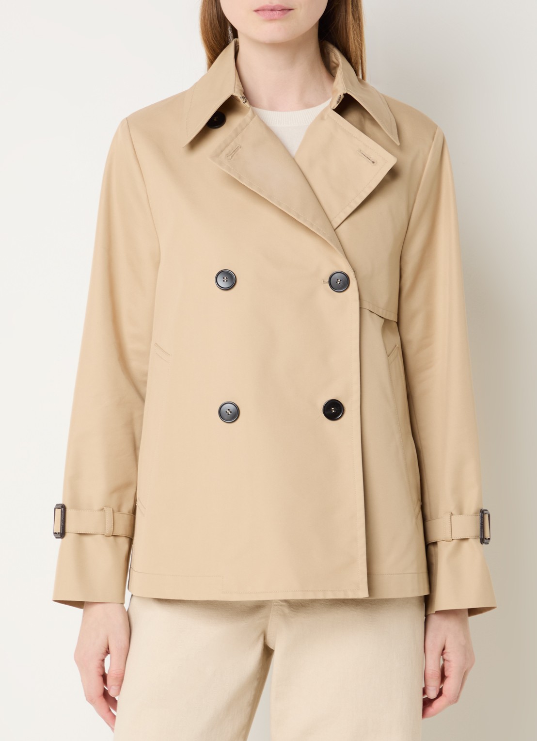 Max Mara Biglia double-breasted trenchcoat met split - detail 4 beige
