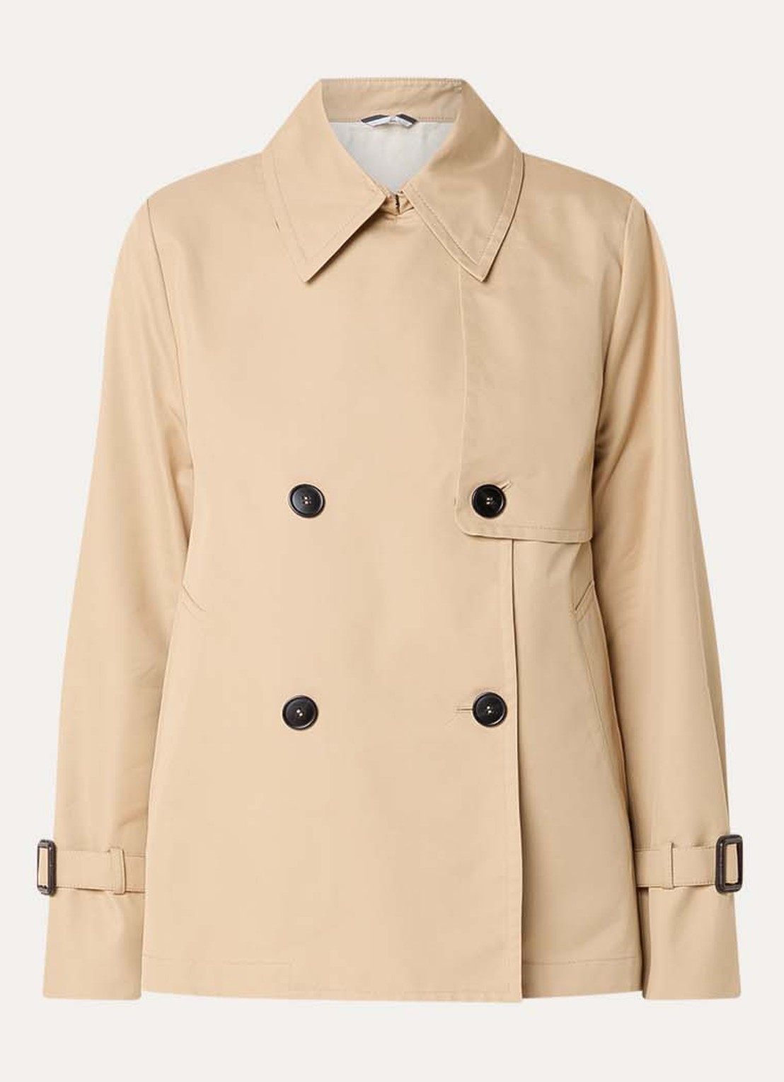 Max Mara Biglia double-breasted trenchcoat met split - voorkant beige