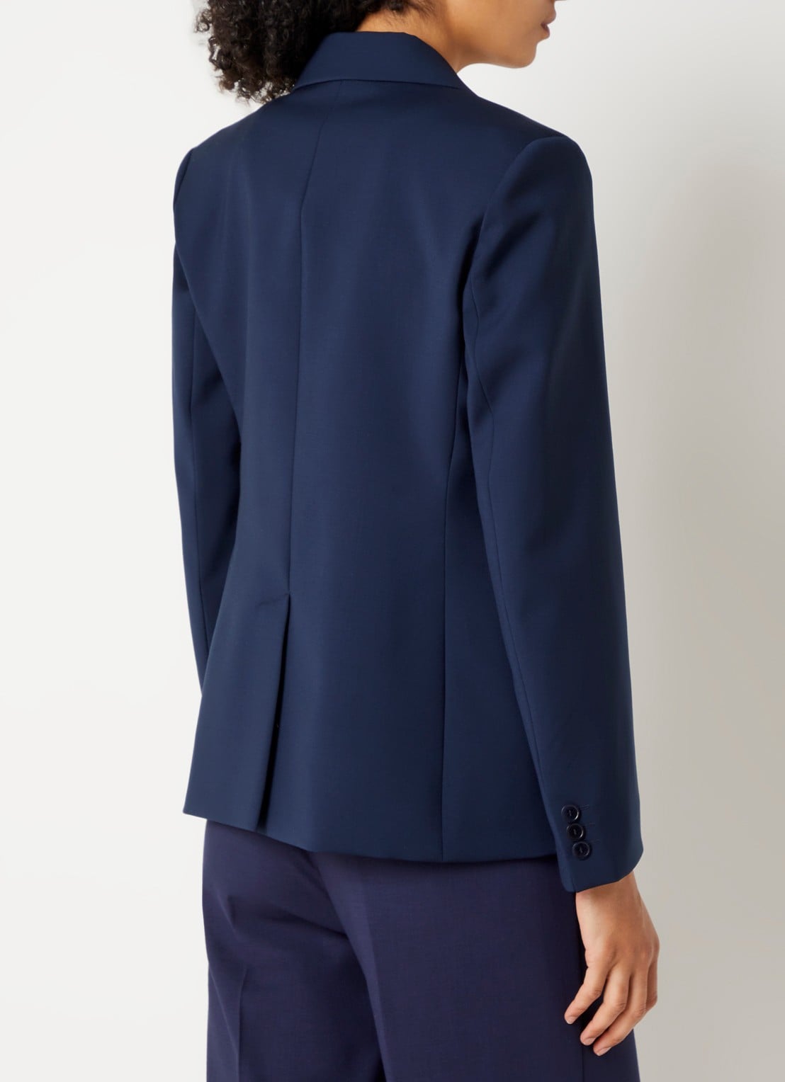 Max Mara Blazer in wolblend met klepakken - achterkant donkerblauw