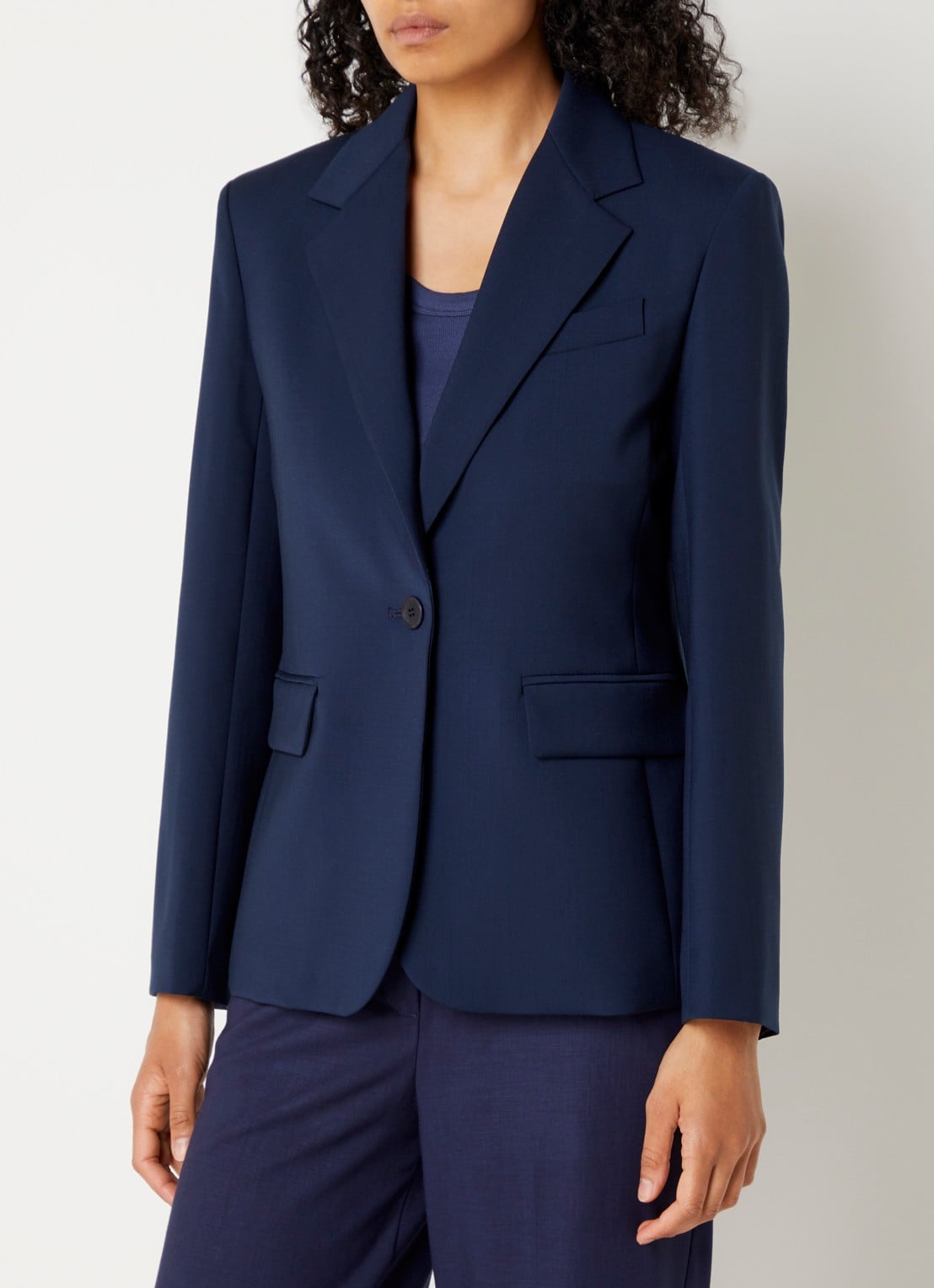 Max Mara Blazer in wolblend met klepakken - detail 2 donkerblauw